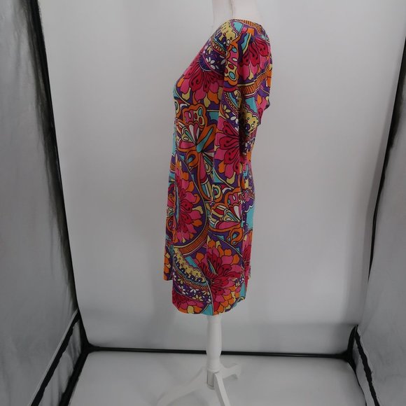 Lilly Pulitzer One Shoulder Floral Bodycon Dress Size Large 70's Vibes - Picture 7 of 13